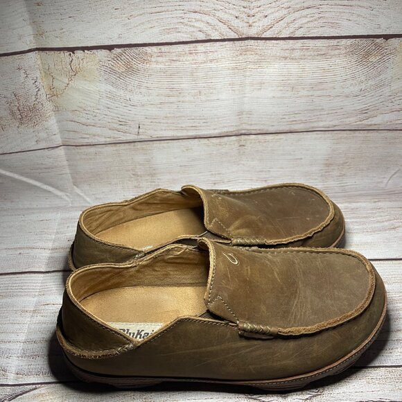 OLUKAI Moloa Men's Size 9.5 Leather Brown Slip On Shoes 10128-2733 Drop Heel - Picture 5 of 7